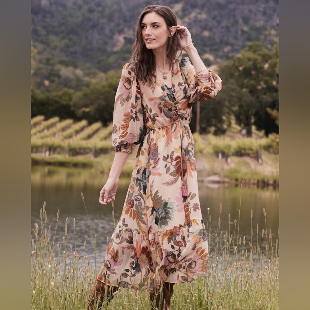 Soft Surroundings Maggie Dress in Multi Floral Size Extra Large New!